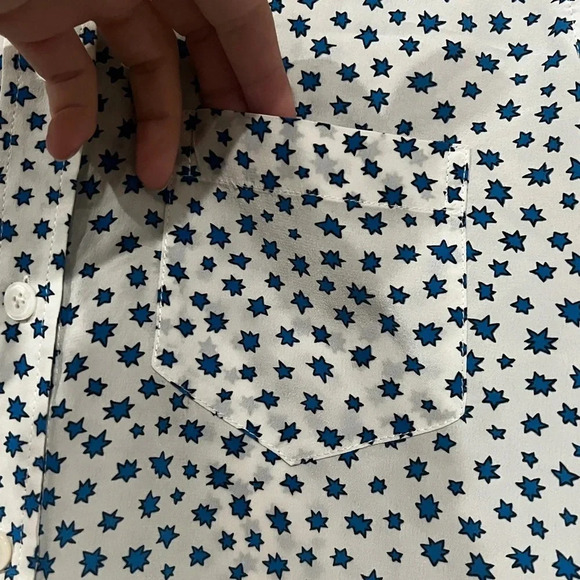 FINAL PRICE Equipment Femme Womens Star Print Long Sleeve Button Up Blouse Top - Picture 5 of 7